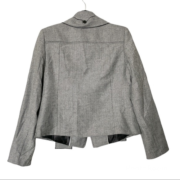 NWT Banana Republic Herringbone Removeable Tie Neck Jacket Wool Blend Gray Sz 8 - Picture 10 of 16